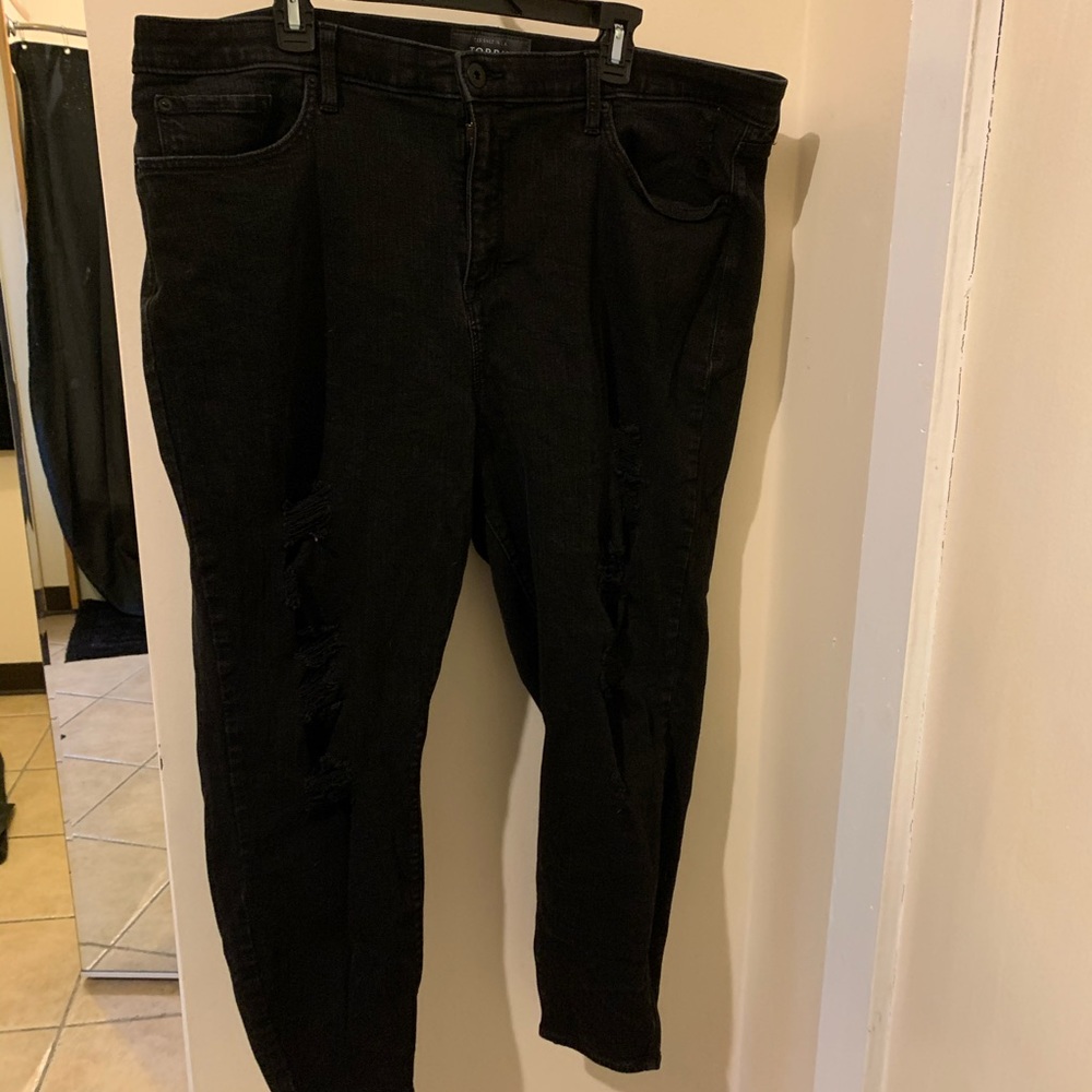Torrid Sky High Skinny Black Distressed Jeans 24R